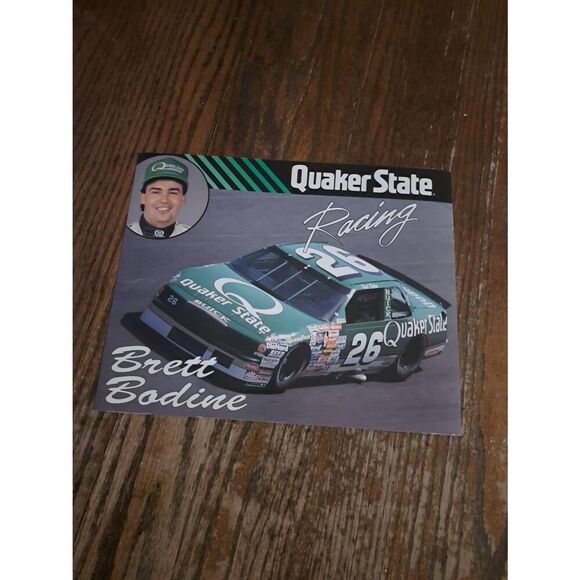 VTG 1990 Brett Bodine Quaker State Racing Driver Card NASCAR King Racing Buick - Picture 1 of 3